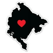 Montenegro Country Shape Heart - 3" Vinyl Sticker - For Car Laptop I-Pad Phone Helmet Hard Hat - Waterproof Decal