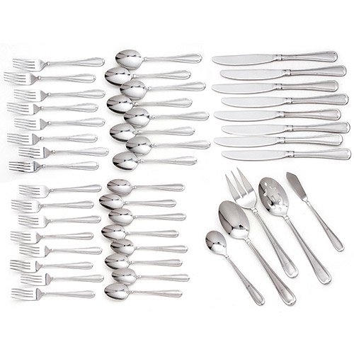 Cambridge Silversmiths Allure Sand 45Piece Flatware Set with 5Piece