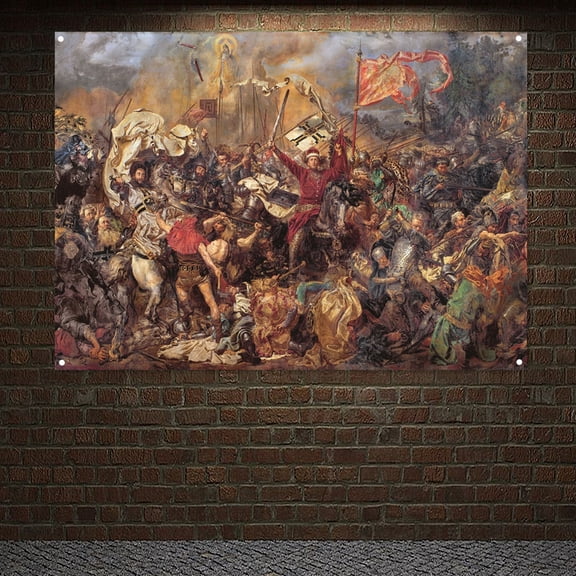 WARRIOR OF CHRIST Artwork Poster Wall Decorative Banner Flag 38" x 57" Knights Templar Tapestry Wall Hangings Painting Room Garage Gallery Home Decor