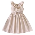 thumbnail image 1 of adviicd Robes de Pâques pour Filles Robes à Volants Décontractées Ligne A Col en V Manches Courtes Robe Maxi Fluide de Fête Kaki,120, 1 of 5