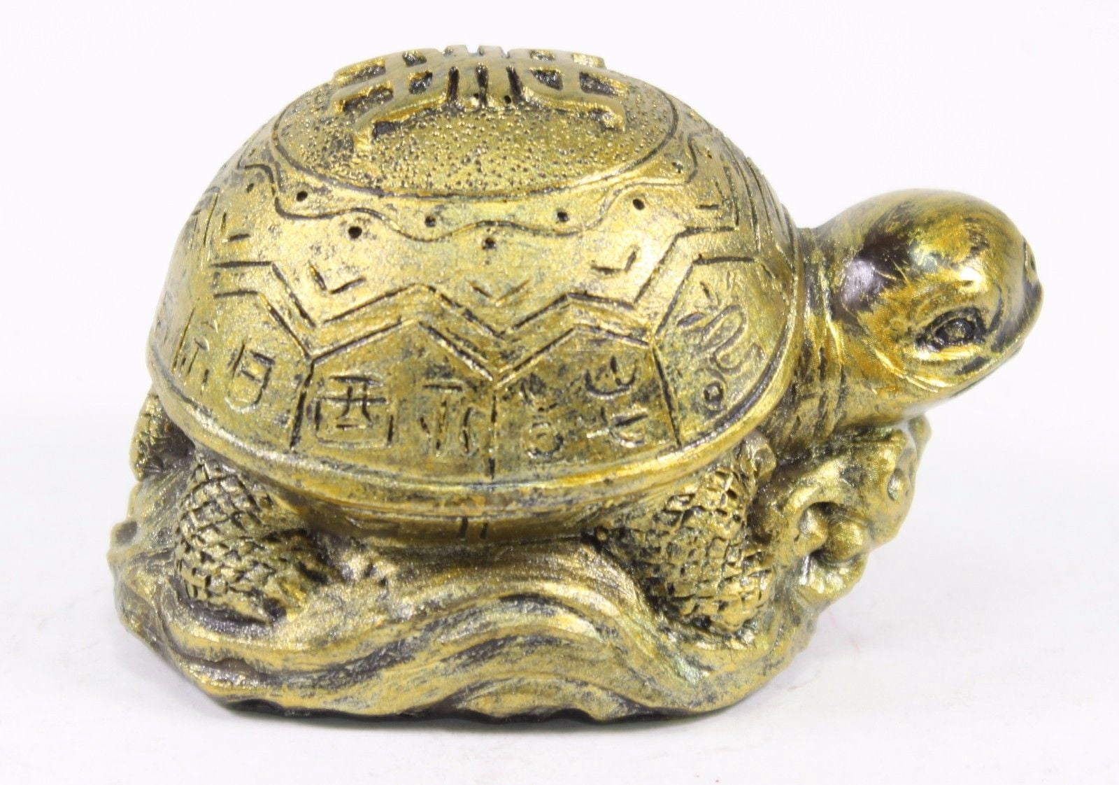 3" Gold Feng Shui Lucky Turtle Statue Figurine Paperweight Gift Home Decor