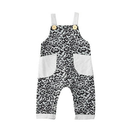 

Kuriozud Unisex Baby Leopard Printed Sleeveless Big Pocket Strap Jumpsuit