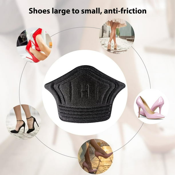 2x Plantillas para zapatos Almohadillas de parche Protector de talón de tamaño ajustable (negro delgado)