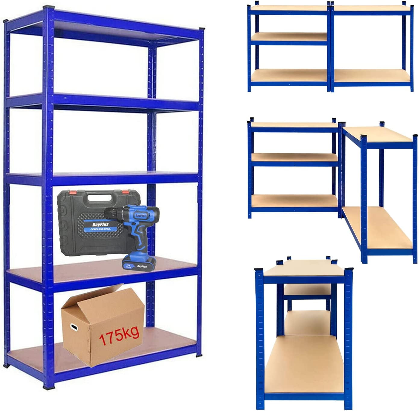 Kitchen Storage 5Tier Storage Shelves Garage Shelving Adjustable Metal Shelves for Storage