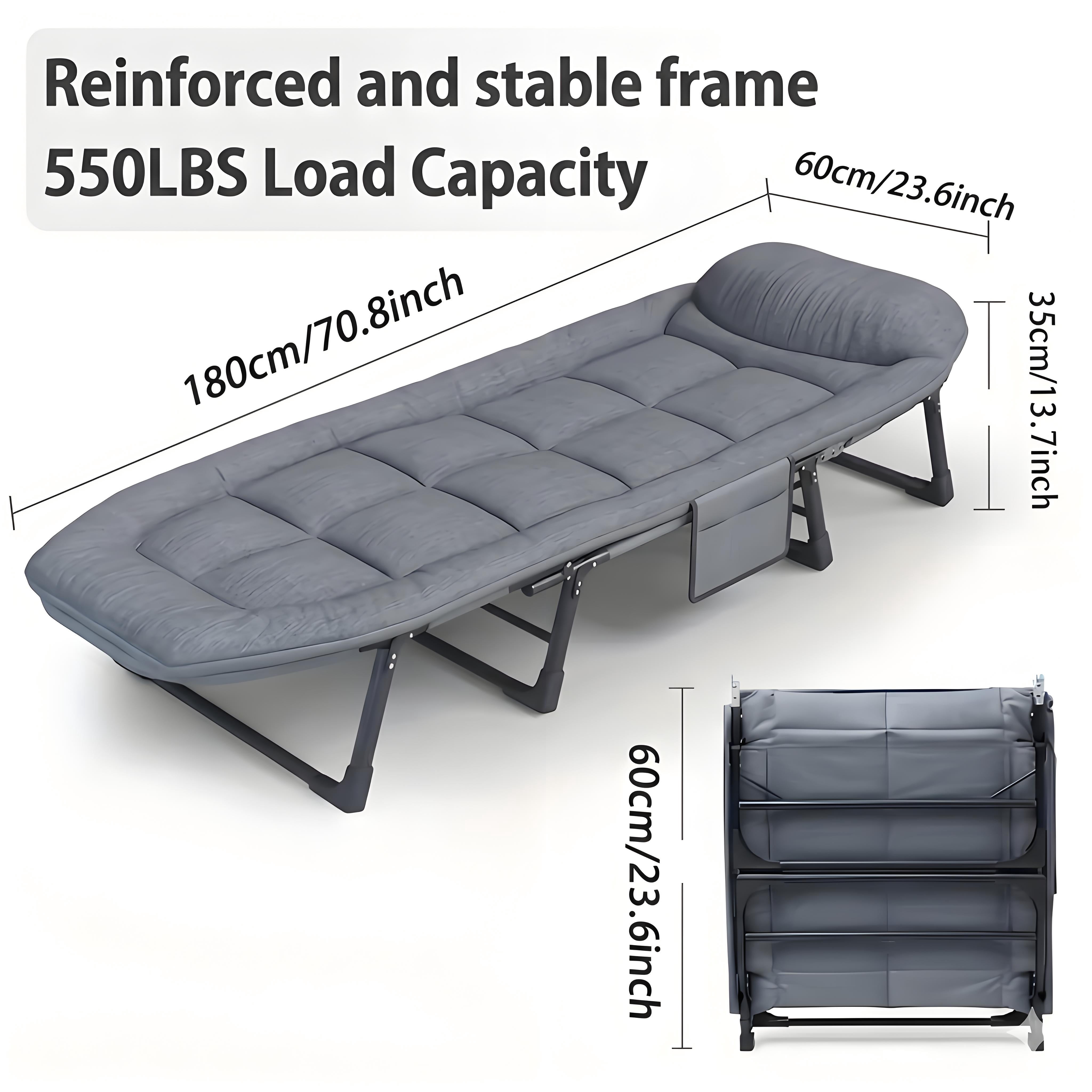 Howcool Patio Folding Chaise Lounge Bed, Ergonomic Single Reclining Cot, Portable Heavy Duty Outdoor/Indoor Folding Bed for Garden, Patio, Camping & Office