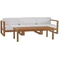 thumbnail image 2 of Modway Upland Outdoor Patio Teak Wood 4-Piece Furniture Set in Natural White, 2 of 10