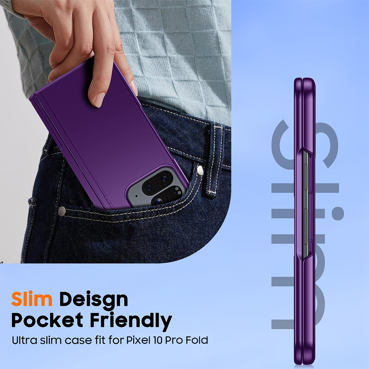 Vizvera Magnetic for Google Pixel 10 Pro Fold Case with Stand, Fit for Magsafe, Hinge Protection, Screen Protector, Built-in Hidden Kickstand, Slim Shockproof Phone Case-Purple