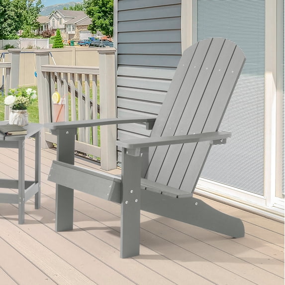 CHYVARY 1 Peak Patio Adirondack Plastic Fire Pit Chair Outdoor Resin Outside Lounge Chair for Yard, deck, lawn and balcony,Light Gray