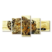 Elephant Stock Blue Eyed Jaguar Wall Art - Horizontal Multi Panel Canvas - Living Room Wall Decor - Animal Multi Panel - Black And Brown Decor - 29" x 12"