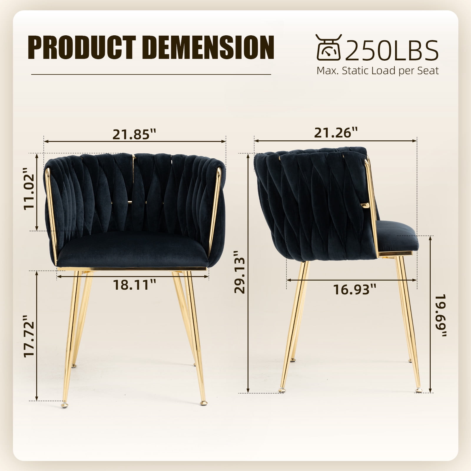 MOONMISS Dining Chairs Set of 4 with Metal Legs for Kitchen Dinning Room,Black