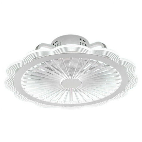 19.7" Modern Ceiling Fan Light Dimmable LED Chandelier Lamp Flush Mount W/Remote