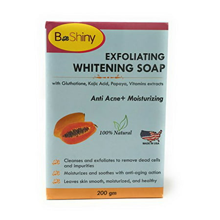 BeShiny Skin Lightening Brightening Soap with Glutathione Kojic Acid Papaya Vitamins Anti Acne Anti Aging Face Moisturizer 200 g to lighten blemishes dark spots Prevent Pimples and remove (Best Treatment For Pimples On Face)