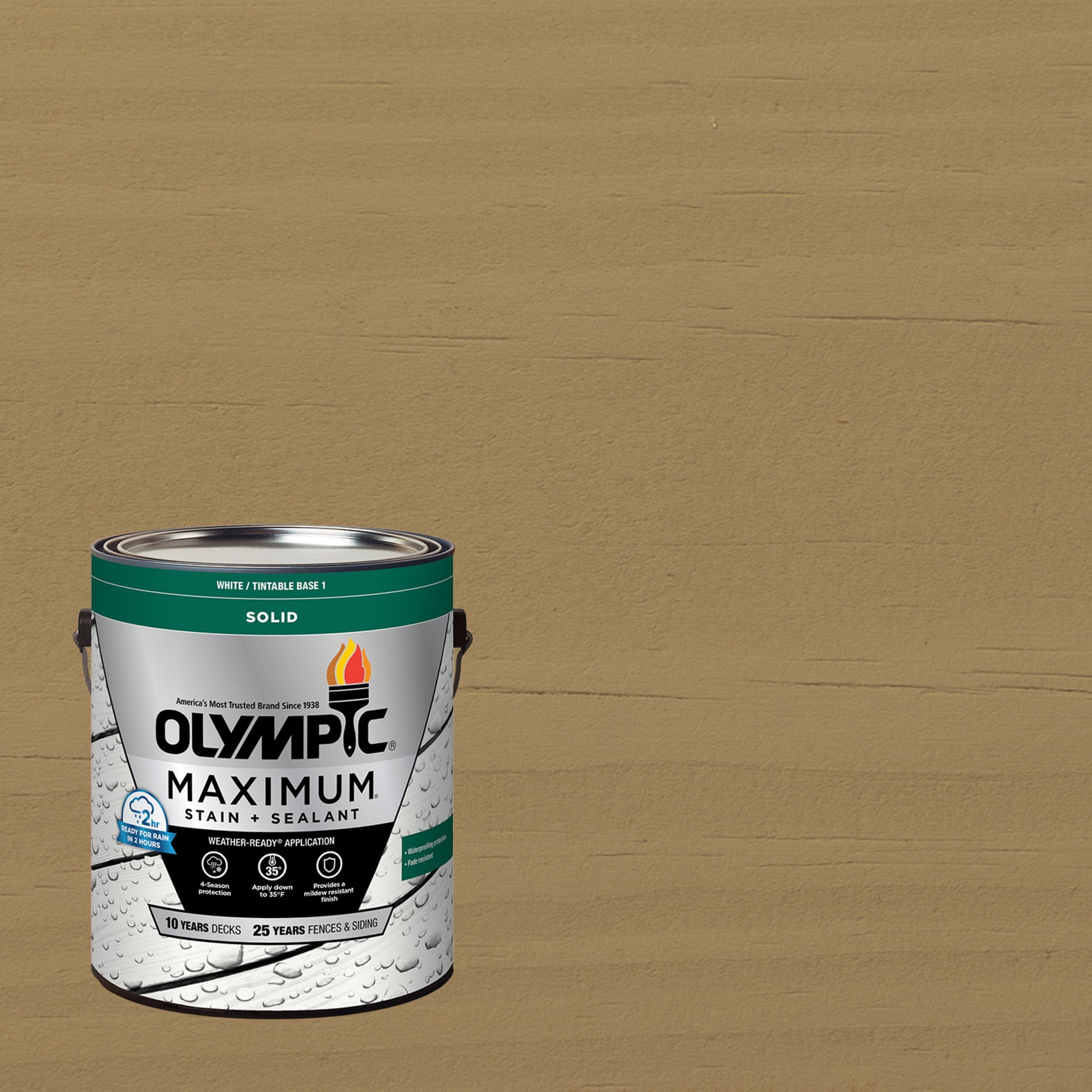 (2 pack) Olympic Maximum 1 Gallon SC-1009 Beige Gray Solid Color Exterior Stain and Sealer in One