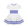 thumbnail image 4 of LiiYii Kids Girls Short Lace Puff Sleeves Ballet Skirt Tutu Lyrical Dance Dress Figure Ice Skating Outfit Blue 8, 4 of 7