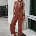 thumbnail image 2 of Stretchy Jumpsuits for Women Ruffle V Neck Spaghetti Straps One Piece Long Pants Outfits Sleeveless Summer Rompers, 2 of 7