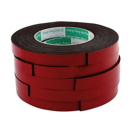 Unique Bargains 5pcs 5M Long 15MM x 2MM Strong Double Sided Adhesive Tape Sponge Tape Red