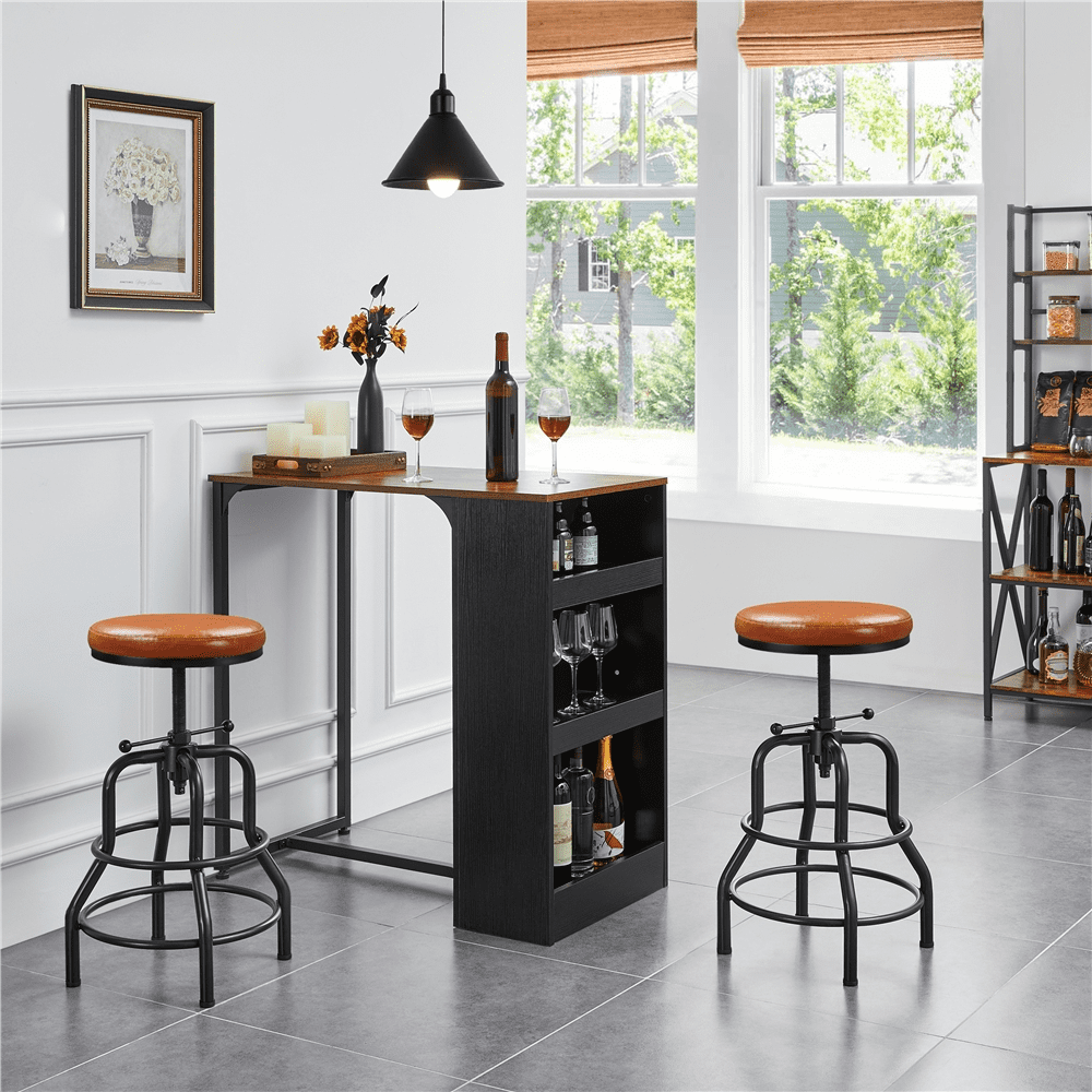 Alden Design Vintage Faux Leather Swivel Counter Bar Stool for Dining Room, Light Brown