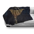 thumbnail image 3 of Stingray Soft Flannel Fleece Blanket, Sea Ocean Animal Creature with Detailed Art Geometric Patterns Print, Cozy Plush for Indoor and Outdoor Use, 50" x 70", Petrol Blue and Yellow, by Ambesonne, 3 of 6