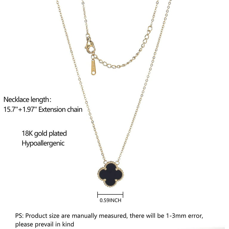 Black Clover Necklace Gold-colored Chain Stainless Steel Woman 