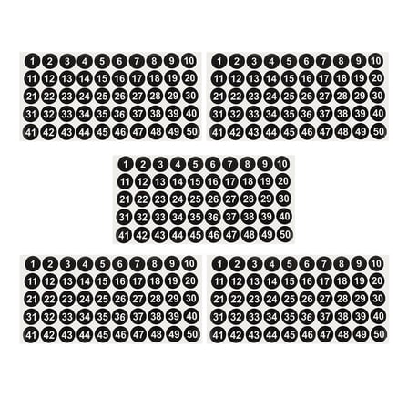 AURARMLET Black Numbered Stickers 1 to 50 Removable Adhesive Labels for Classification