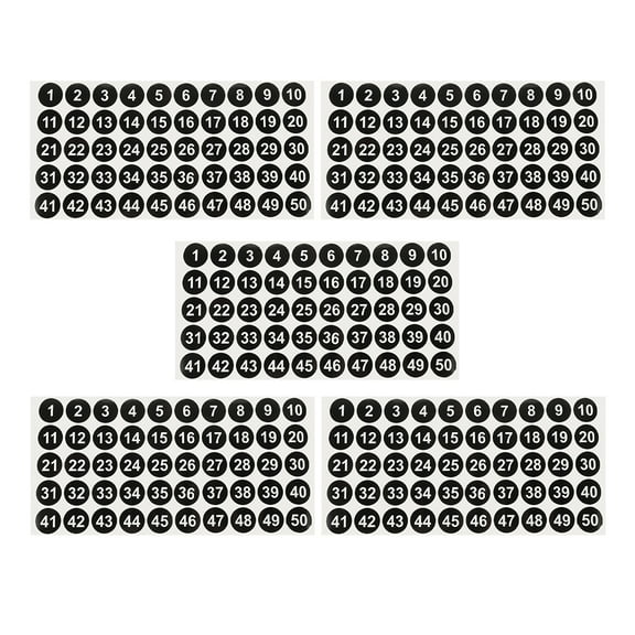 AURARMLET Black Numbered Stickers 1 to 50 Removable Adhesive Labels for Classification