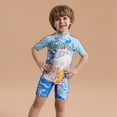 thumbnail image 4 of BULLPIANO Boys' Swimwear One Pieces Zipper Toddler Short Sleeve Rash Guard Sunsuits with Hat UPF50+ Sun Protection,Size 5-6 Years, 4 of 9