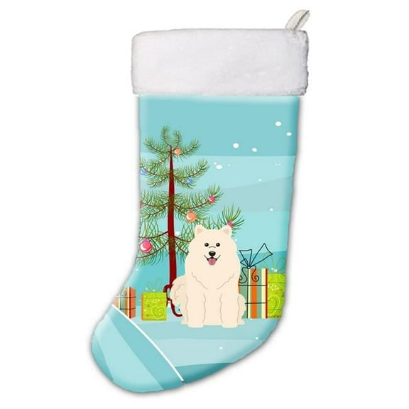 Merry Christmas Tree Samoyed Christmas Stocking