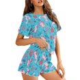 thumbnail image 3 of Yuyamidu Pink Axolotl Womens Lounge SetsCute Pjs Set Short Sleeve Round Neck Sleep Shirt & Soft Elastic Waist Shorts Summer Loungewear, 3 of 7