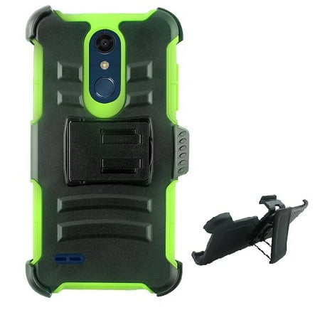 Nano 4g Crystal Case Phone Case for LG Premier Pro 4G LTE, Holster Belt Clip Cover Case with Kickstand (Green) ()