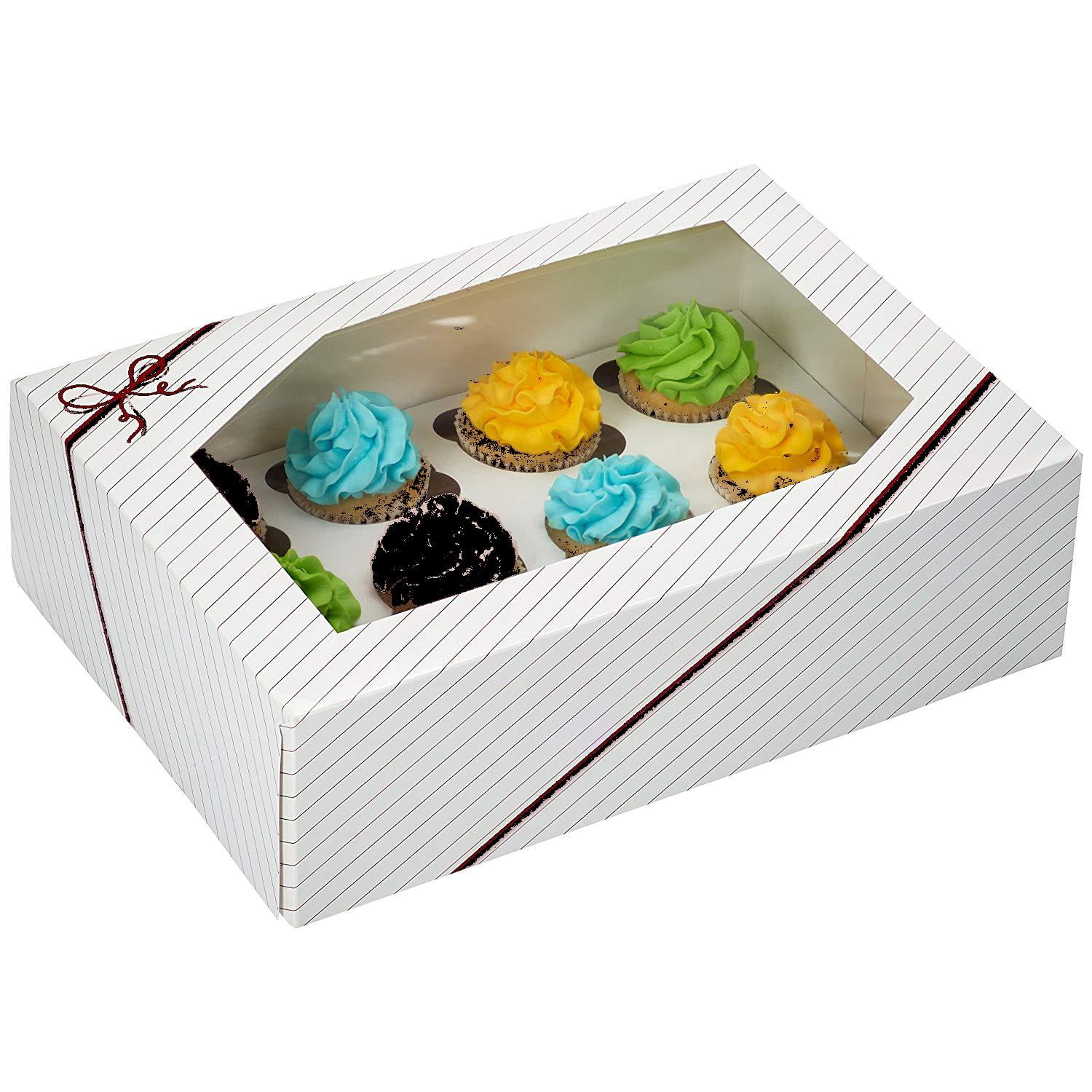 Window Cake Boxes, Pink Striped, Square, 14 in., 8 ct.