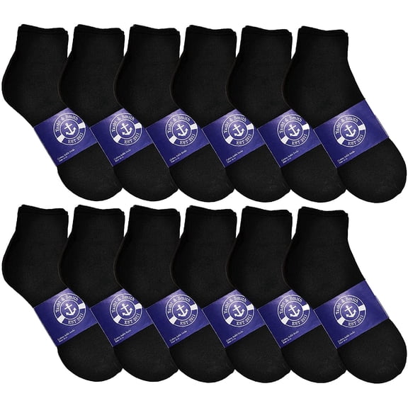 Mens Quarter Ankle Socks, Cotton, Cheap Value Ankle Sock, Donation Homeless, Lightweight Bulk (12 Pairs Mens Black)