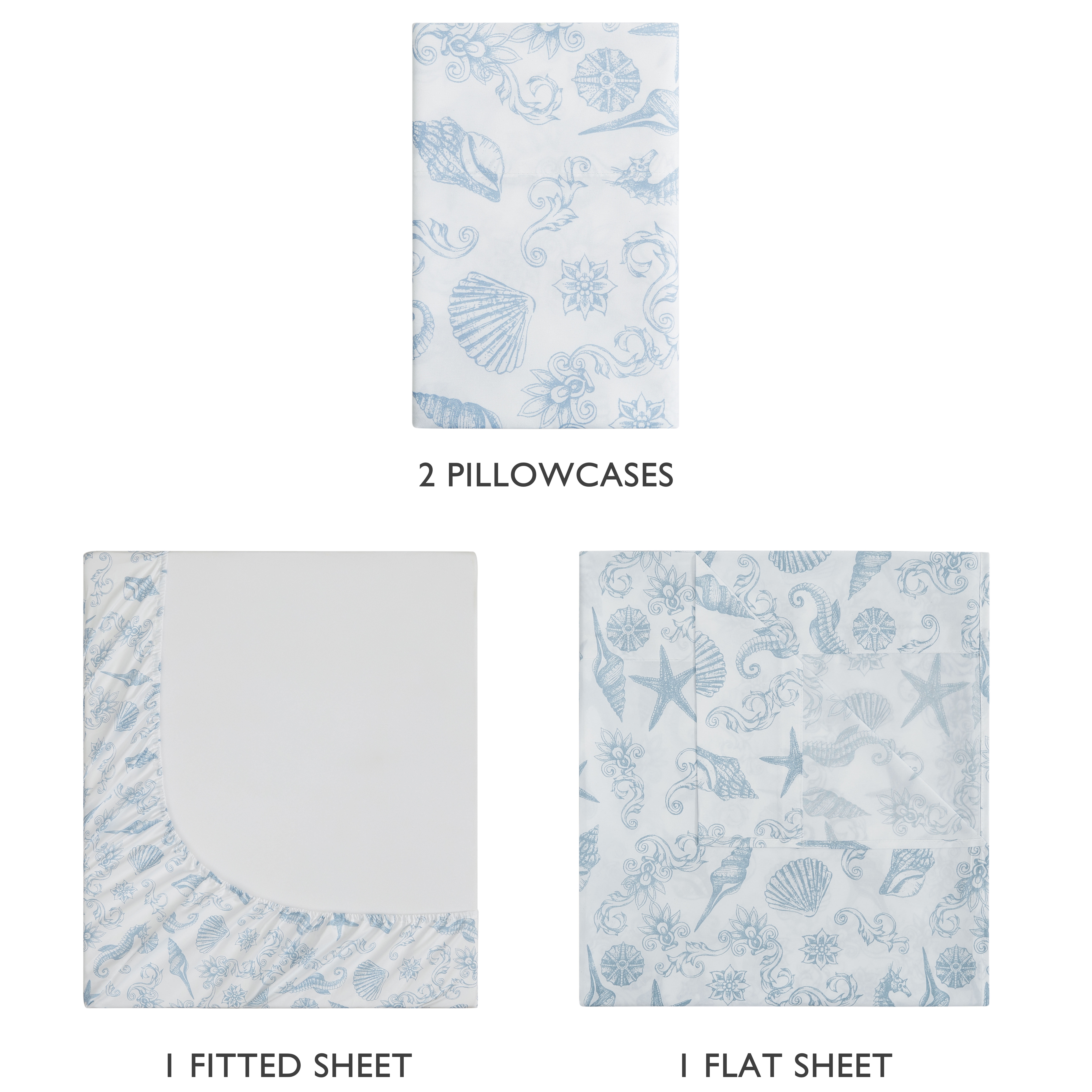 Caribbean Joe, Coastal 4PC Sheet Set, Full, Brocade