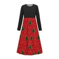 thumbnail image 1 of EGNMCR Longues Robe à Manches à Col Rond pour Filles, Robe de Noël Imprimée à Manches Longues à Col Rond avec Poches, Jupe Longue Décontractée pour Adultes, Robe en polyester pour Fille, 1 of 5