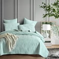 thumbnail image 2 of FanciHommie 3-Pc Bedspread Set with Elegant Fan Pattern Includes 1 Bedspread & 2 Matching Pillow Shams, King Size Mint Green, 2 of 6
