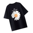 thumbnail image 4 of Camiseta de mujer con estampado floral, manga corta, cuello redondo, camiseta suelta, negro, M Scienceny AP001205-05B, 4 of 7