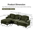 thumbnail image 2 of Modular L Shaped Sectional Couch with Ottoman, Chaise Lounge Sofa with Removable Ruffles Pleats Skirts, 3-Seat Deep Seat Sofa for Living Room, Green, 2 of 7