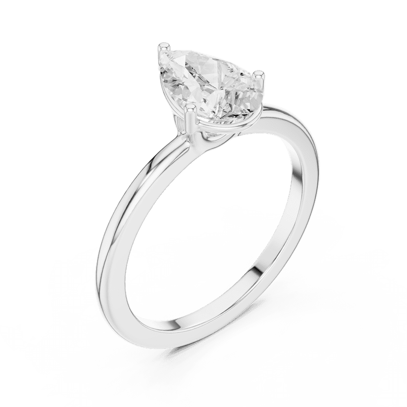 Zuwelria Certified Moissanite Wedding Rings | 1.00 Ct D/VVS1 Latest Design Pear Cut | Moissanite Diamond Ring for Wedding | Solitaire Diamond Rings | 18K White Gold Plated Silver Size 8