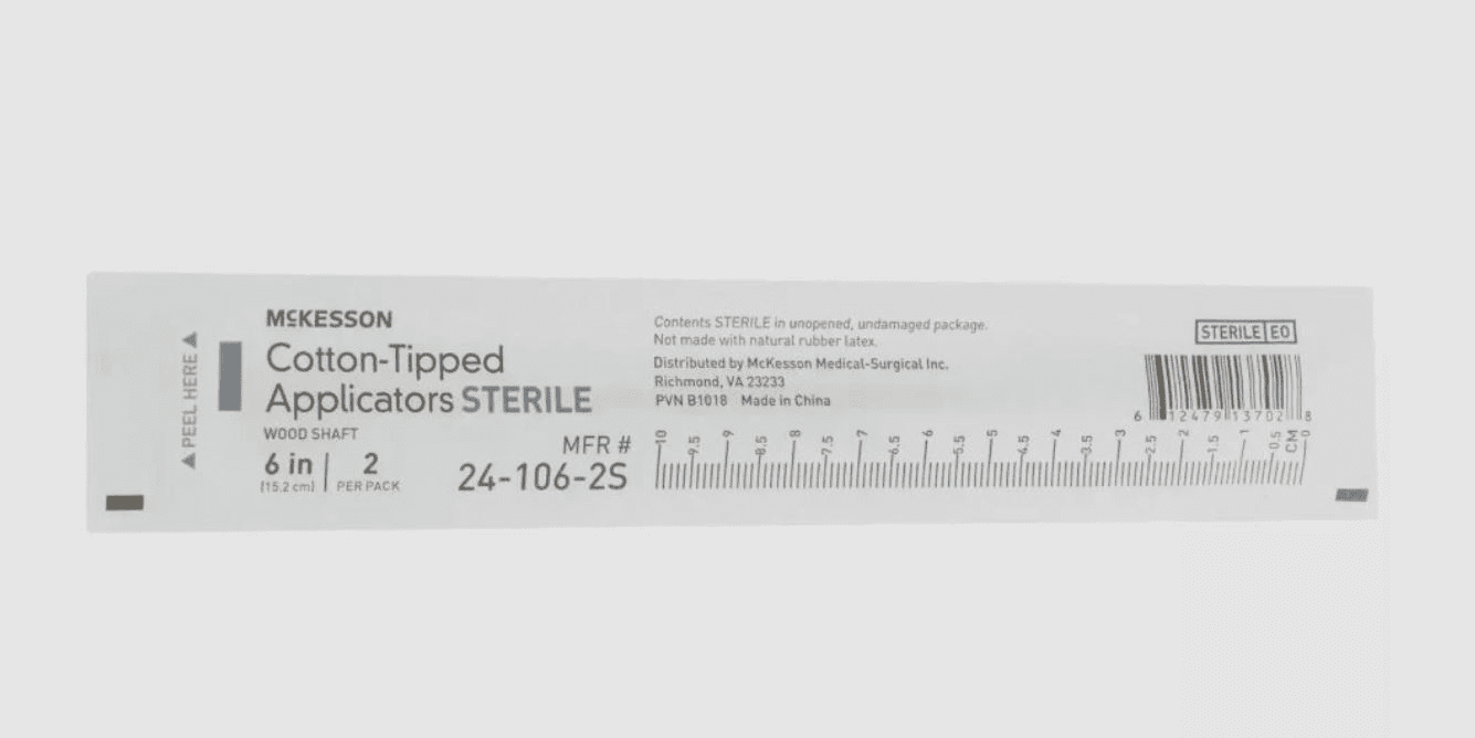 McKesson Sterile Cotton Tipped Applicator 24-106-2S 2 Per Pack Bag of 50 Packs