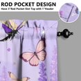 thumbnail image 3 of Vintage Purple Lavender Flower Butterflies Tier Kitchen Curtains for Bathroom Living Rod Pocket Window Drapes 28"x36" 2 Panels Window Treatment Tiers, 3 of 4