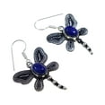 thumbnail image 3 of Tibetan Silver Silver Plated Lapis Lazuli Butterfly Drop Earrings for Women Handmade Boho Gift Jewelry, 3 of 5