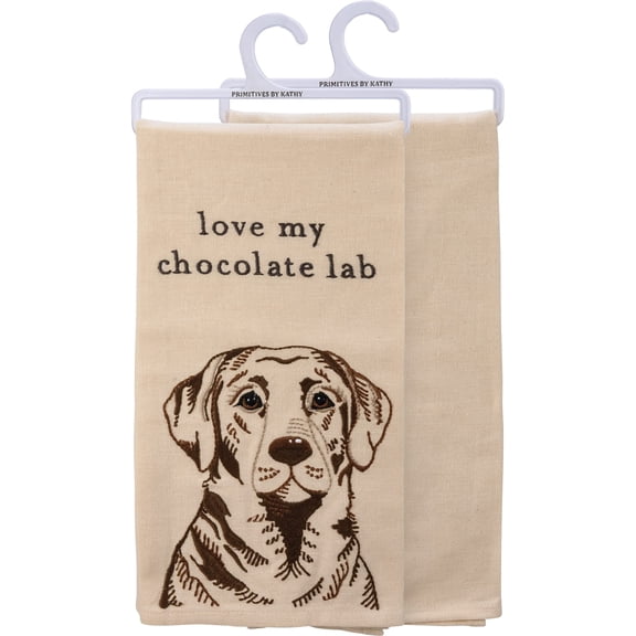 Primitives by Kathy Kitchen Towel, 28-inch, Love My Chocolate Lab