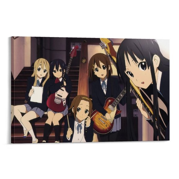 Japanese K-ON Girls Group Poster Poster Cool Artworks Painting Wall Art Canvas Prints Hanging Picture Home Decor Posters Gift 16x24inch(40x60cm)