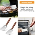 thumbnail image 4 of 2-Piece Small Square Stainless Steel Spatula Set, Heavy-Duty Non-Slip Wooden Handle, Durable Rust-Resistant Metal Turner for Baking, Cooking, Griddles, Cakes, Cheese & Flat-Top Grill Use, 4 of 7
