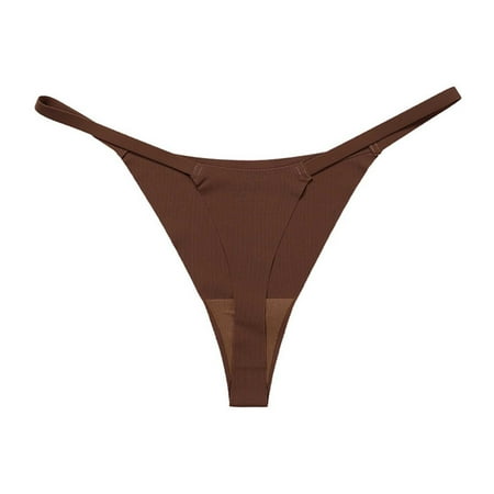 Riforla Womens Panties Briefs Low Rise Seamless Ice Silk T Back Panty with Crotch for Women Comfortable and Elegant Design Underwear for Women Brown L