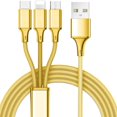 thumbnail image 1 of Cable de Carga USB Multi de 4,4 Pies 3A, Conector de Cable de Carga Rápida 3 en 1 con Adaptador de Puerto USB Dual/tipo C/Micro, Compatible con Tabletas Teléfono 12 11 Pro 8 7 6 Samsung Galaxy (10 Pies) Negro, 1 of 5