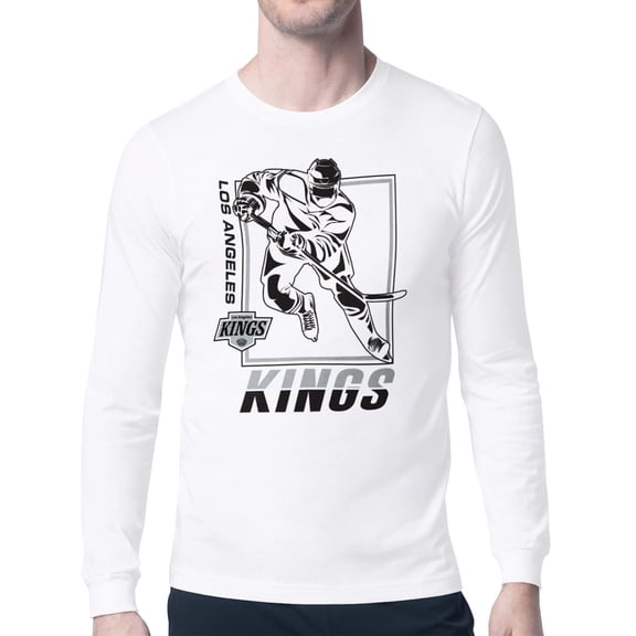 Men's Starter White Los Angeles Kings Player Grid Long Sleeve T-Shirt