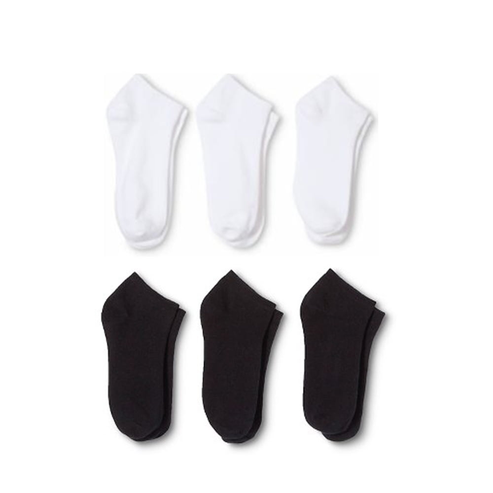 6 Pairs HANES Men's Black Cotton Stretch Athletic Ankle Sock Size 9-11.
