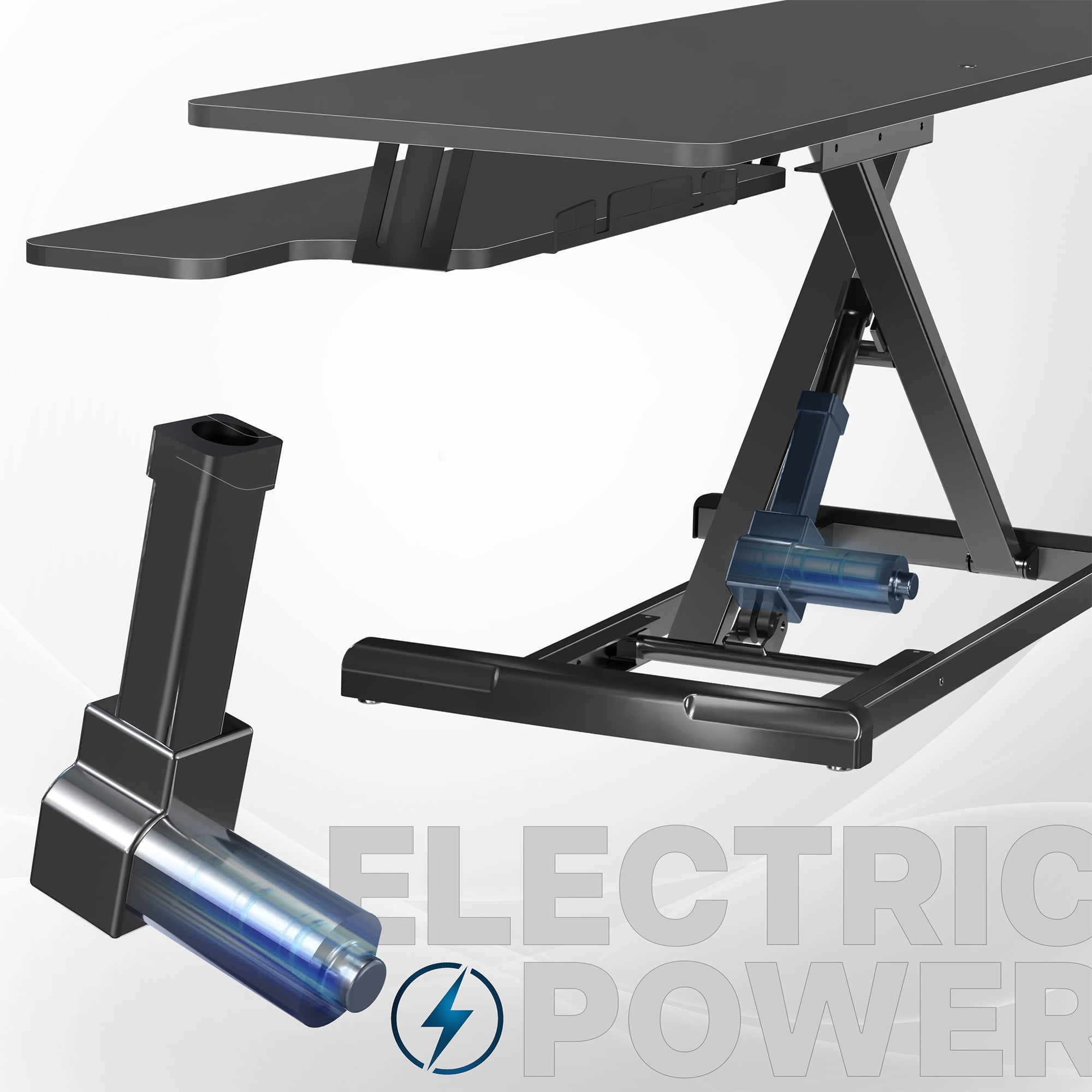 VIVO Black Electric 42" Standing Desk Monitor Riser, Dual Arm Sit Stand Tabletop