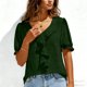 thumbnail image 5 of Camisas de Manga Corta para las Mujeres Blusa de Suéter de Cuello en V Casual para las Mujeres, Top de Estiramiento Suave para Uso Diario Y de Fiesta, 5 of 7