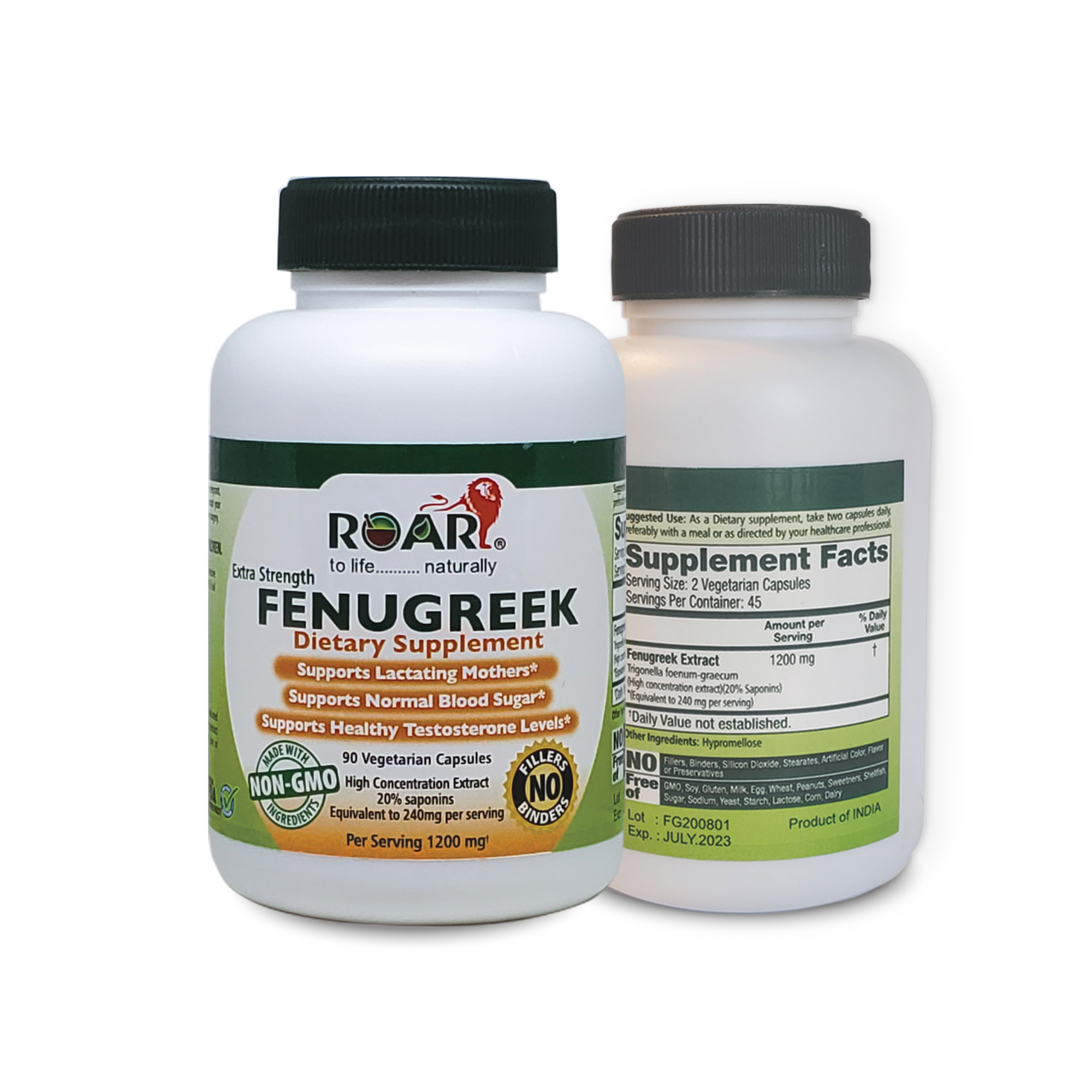 ROAR Extra Strength Fenugreek Capsules 1200mg per Serving 90